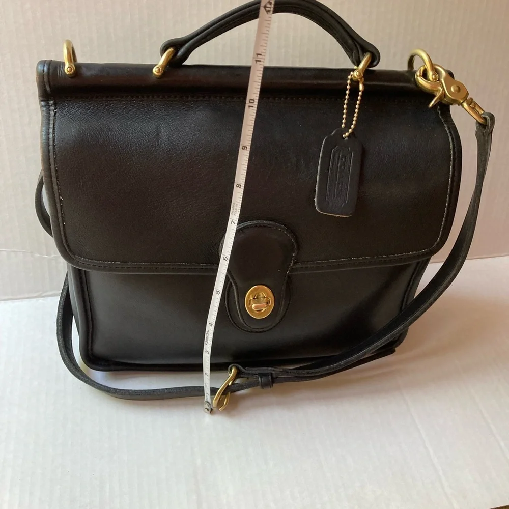 Coach Willis 9927 Black Leather Satchel top handle with Gold Accents - Picture 2 of 15